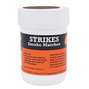 Tub of 25 matches with white smoke used for air flow and spillage testing of gas appliances.

20 second burn time

0.75m&#194;&#179; of dense smoke

Clean to use, no residue

Cool to touch after burning

Packed in protective box

White smoke